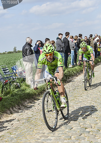 Image of Two Cyclists- Paris Roubaix 2014