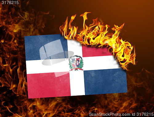 Image of Flag burning - Dominican Republic