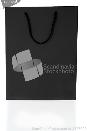 Image of Empty Black Shopping Bag On White