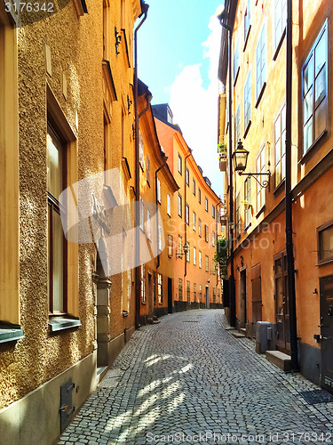 Image of Sunny street in the old center of Stockholm