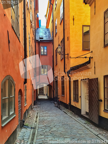 Image of Narrow street in the old center of Stockholm