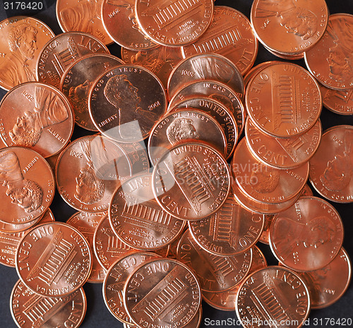 Image of Dollar coins 1 cent wheat penny cent