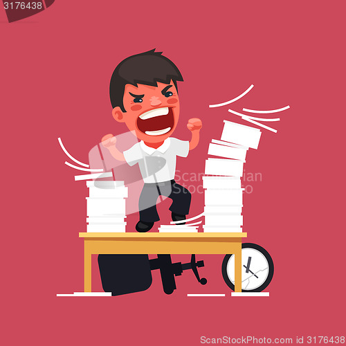 Image of Hysterical Angry Manager Working at the Office