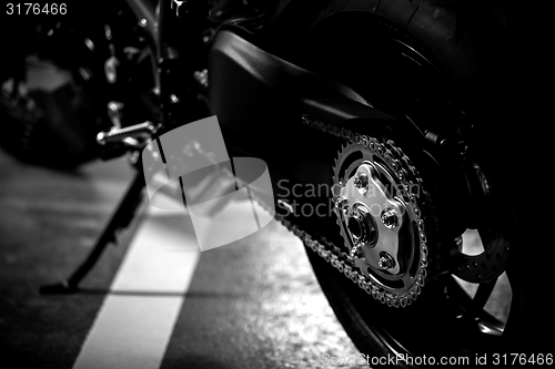 Image of Motorcycle parking in garage