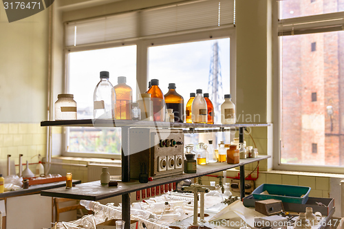 Image of Laboratory with a lot of bottles