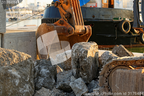 Image of Industrial interior with bulldozer inside