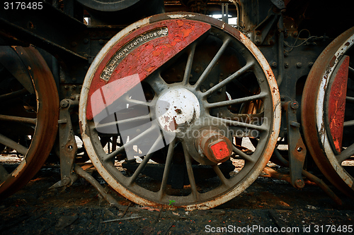 Image of Wheels of an old train