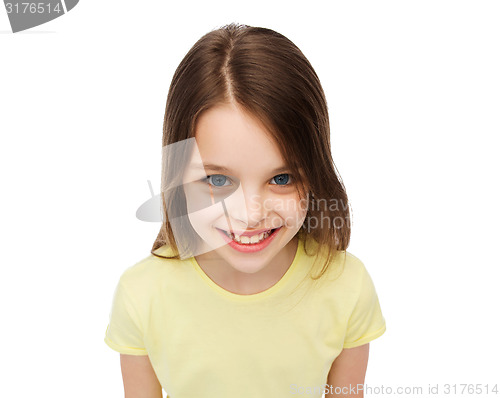 Image of smiling little girl over white background