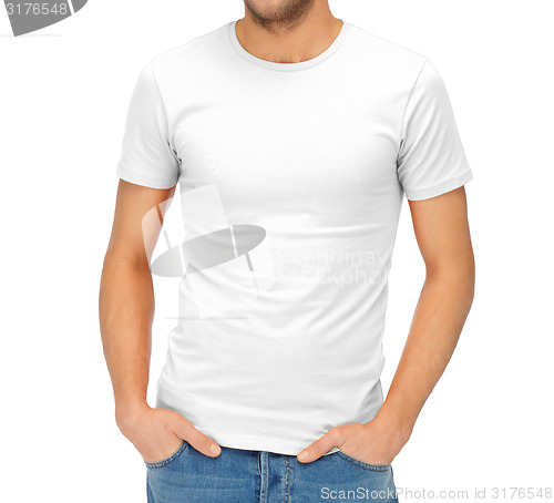 Image of handsome man in blank white shirt