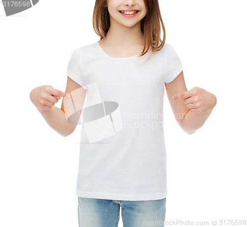 Image of smiling little girl in blank white t-shirt