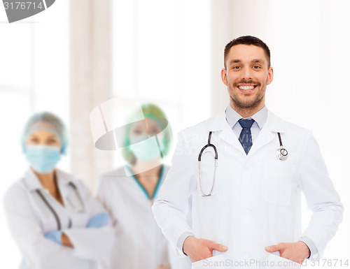 Image of smiling male doctor with stethoscope