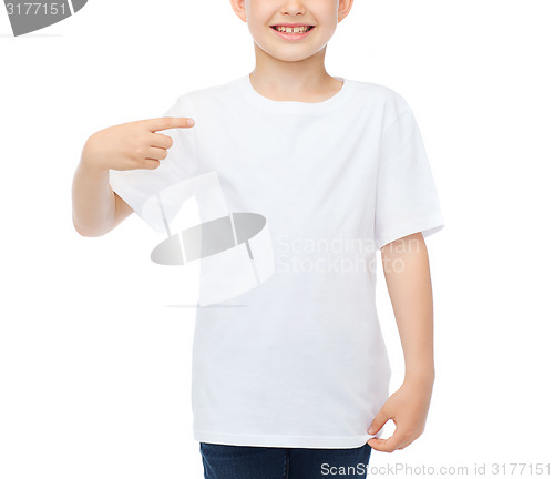 Image of smiling little boy in blank white t-shirt