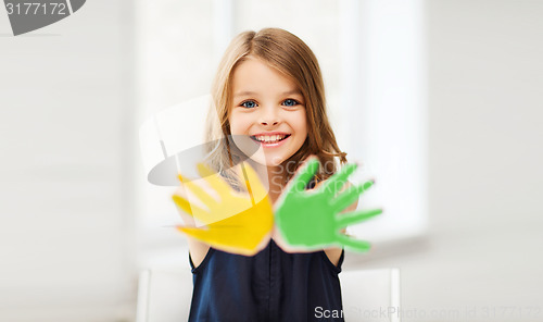 Image of girl showing painted hands
