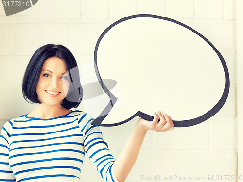 Image of happy teenage girl with blank text bubble