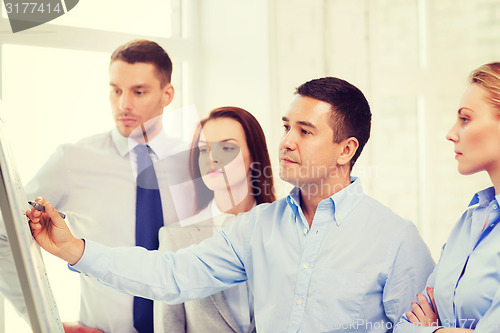 Image of business team discussing something in office
