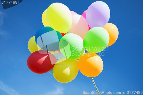 Image of lots of colorful balloons in the sky