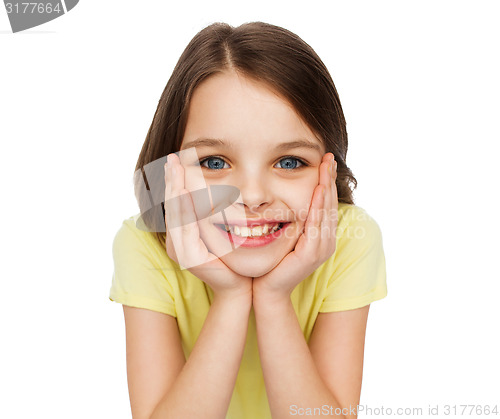 Image of smiling little girl over white background