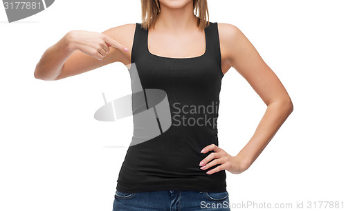 Image of woman in blank black tank top