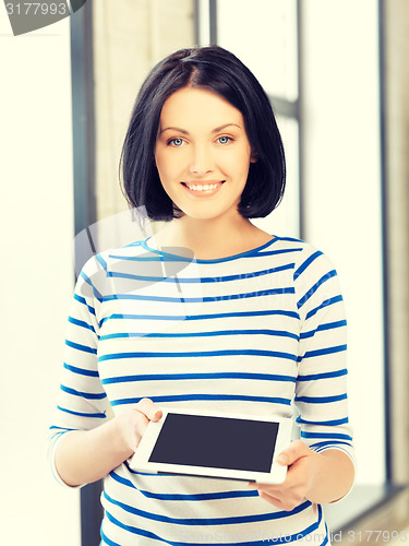 Image of happy teenage girl with tablet pc computer