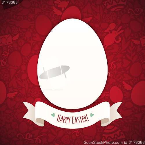 Image of Red Happy Easter Poster With Egg