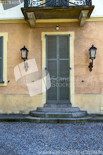 Image of brown door  europe  italy      in  the milano old     terrace