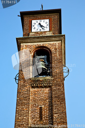 Image of in mozzate  italy   the   wall  and church tower 