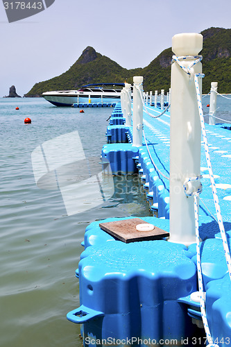 Image of plastic pier  coastline of a  green  china sea thailand kho phan