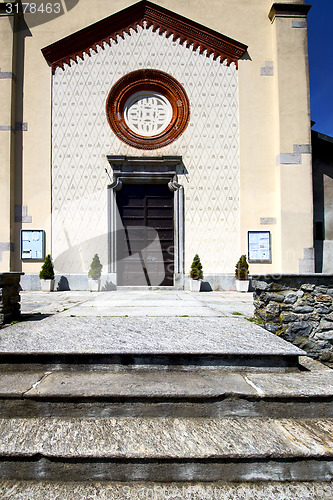 Image of  lombardy      the crugnola old   church  closed brick towe 