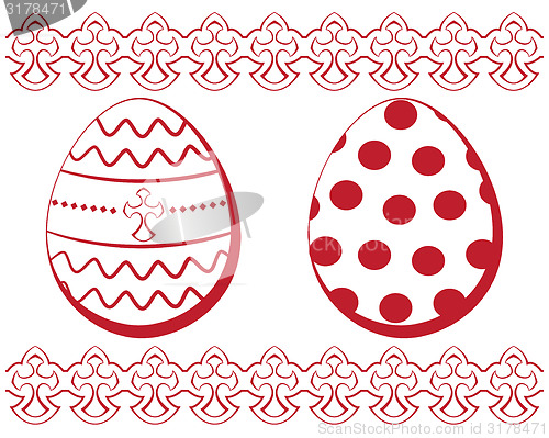 Image of Vector Easter set. Eggs with a pattern and a border