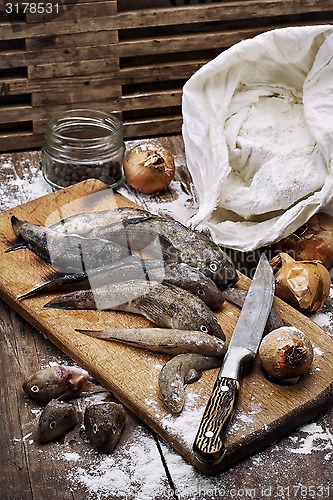 Image of raw fish on the table cooks