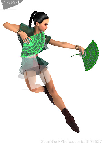 Image of Asian Woman with Battle Fans