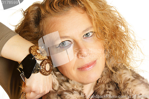 Image of Blond caucasian woman with blue eyes