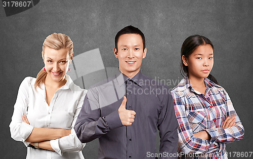 Image of Asian team and Business Woman and Man