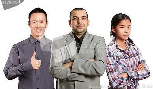 Image of Asian team and male in suit