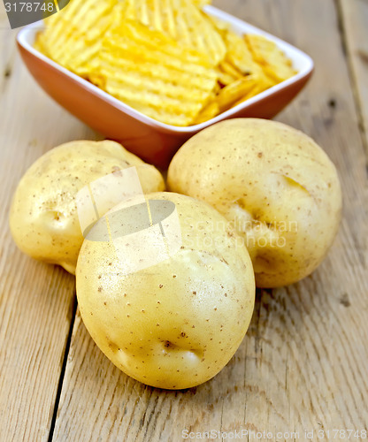 Image of Potatoes yellow and chips on board