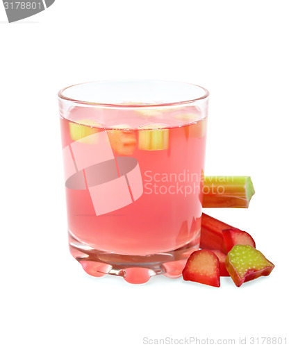 Image of Compote from rhubarb in glassful with petioles