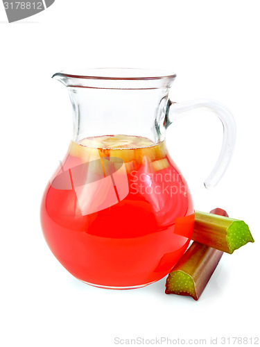 Image of Compote from rhubarb in jar with petioles