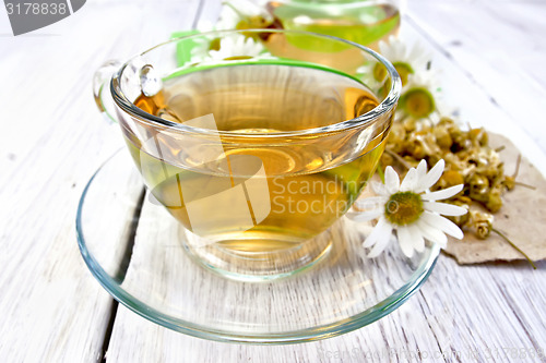 Image of Tea chamomile in cup on light board