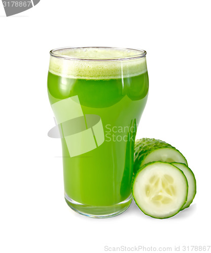 Image of Juice cucumber in glass with a cucumber