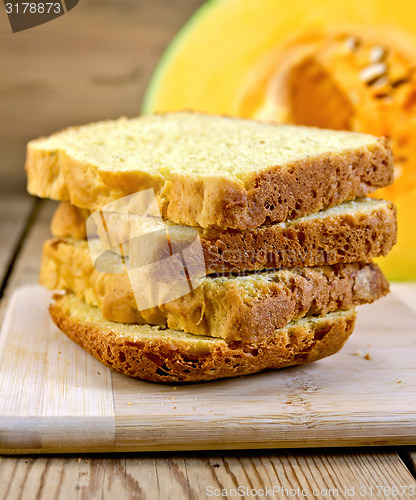 Image of Bread pumpkin homemade slices on board