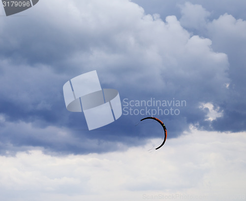 Image of Power kite in sea and cloudy sky