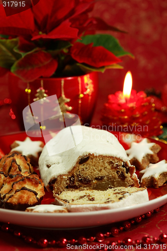 Image of Christmas still life with cake