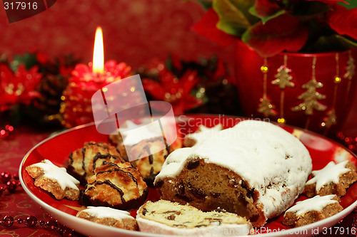 Image of Christmas still life with cake