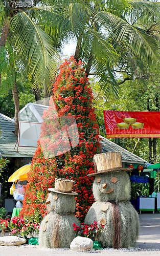 Image of Flower tree and snowman