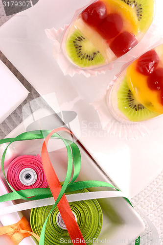 Image of sweet cake on white plate