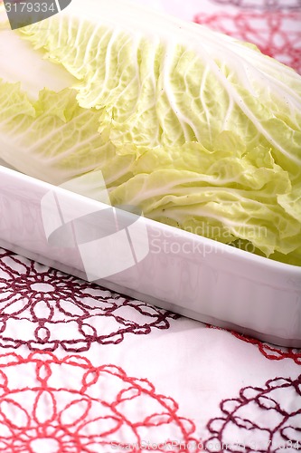 Image of Sliced cabbage ,Shredded cabbage on the board. Isolated