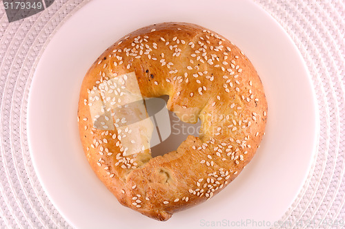 Image of sweet cake on white plate