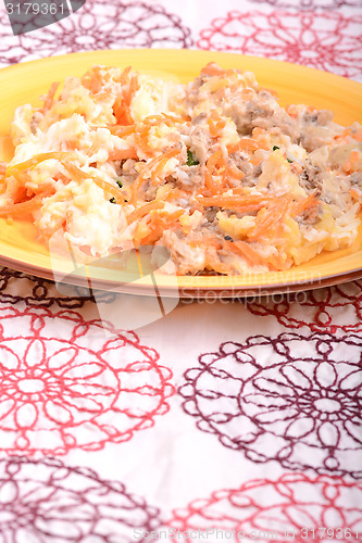 Image of Fresh salad in a yellow bowl