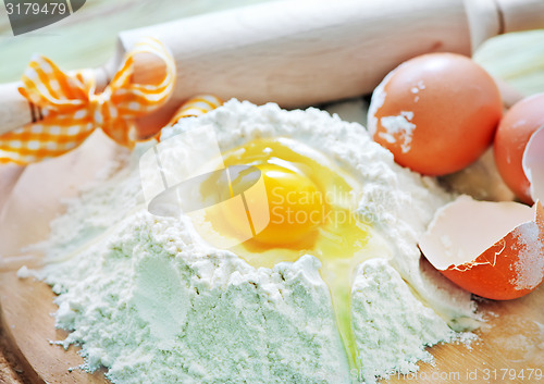 Image of flour and raw eggs