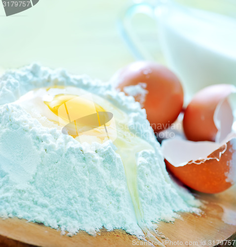 Image of flour and raw eggs